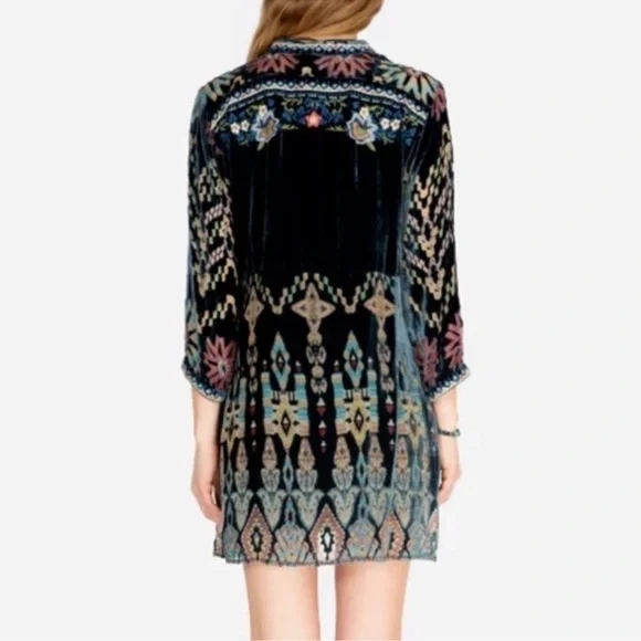 Johnny Was Multicolor Laurelie silk velvet burn out xs Dress $409 - Picture 4 of 5